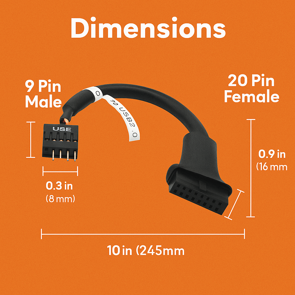 USB 3.0 20-Pin Female to USB 2.0 9-Pin Male Header Adapter-NEW