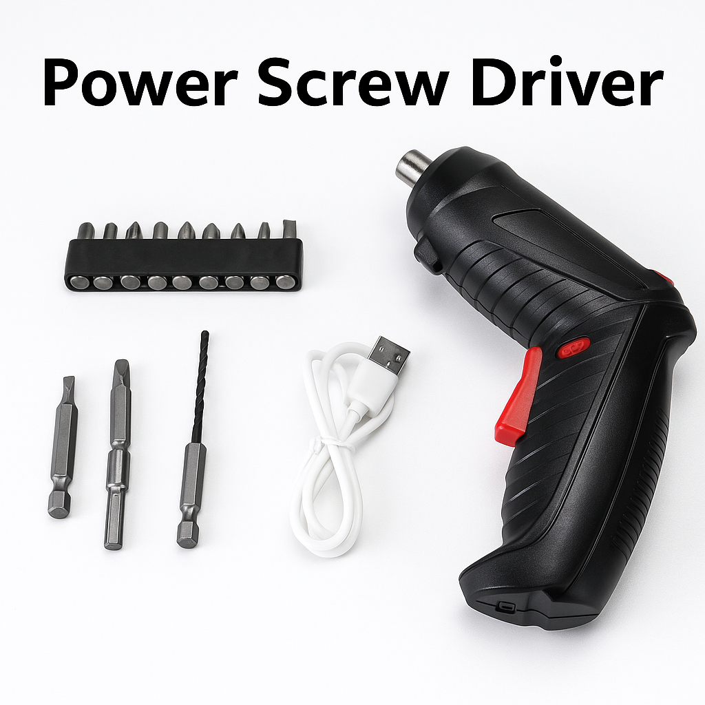 Electric Cordless Rechargeable Screwdriver –(15-Piece Set) NEW