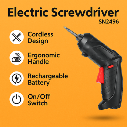 Electric Cordless Rechargeable Screwdriver –(15-Piece Set) NEW