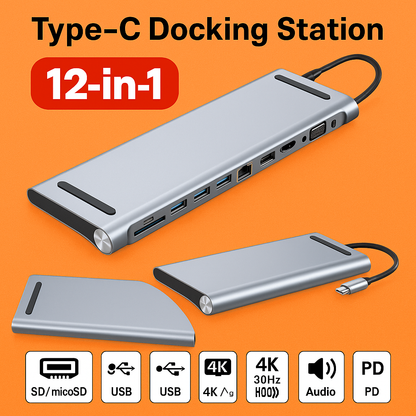 12 in 1 Laptop Docking Station Type-C Hub-NEW