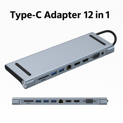 12 in 1 Laptop Docking Station Type-C Hub-NEW