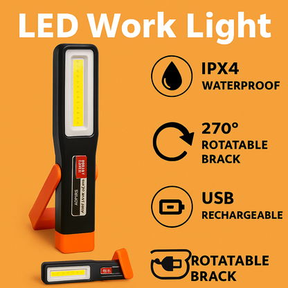 Portable COB LED Work Light USB Rechargeable Magnetic Torch-NEW