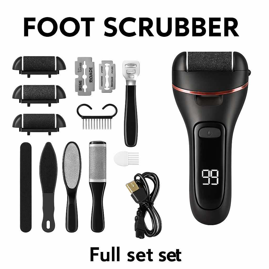 Electric Foot Scrubber Callus Remover – Rechargeable Pedicure Tool-Black/White-NEW