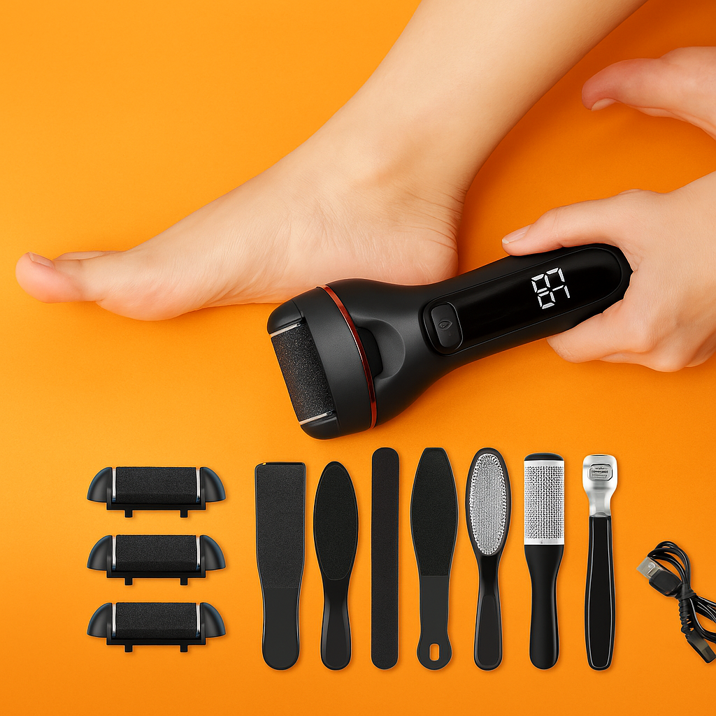 Electric Foot Scrubber Callus Remover – Rechargeable Pedicure Tool-Black/White-NEW