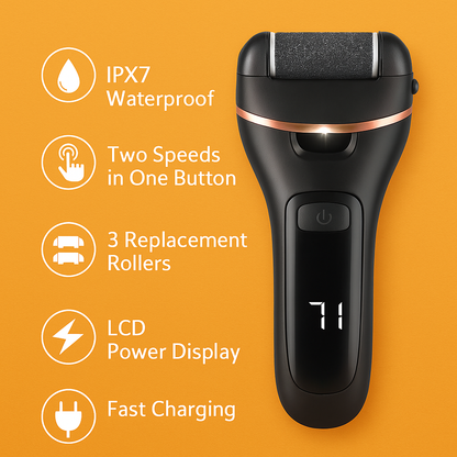 Electric Foot Scrubber Callus Remover – Rechargeable Pedicure Tool-Black/White-NEW