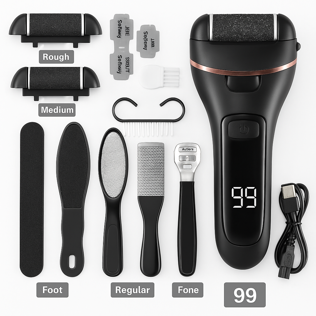Electric Foot Scrubber Callus Remover – Rechargeable Pedicure Tool-Black/White-NEW
