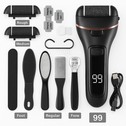 Electric Foot Scrubber Callus Remover – Rechargeable Pedicure Tool-Black/White-NEW