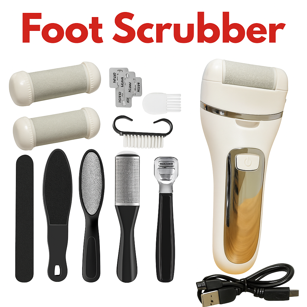 Electric Foot Scrubber Callus Remover – Rechargeable Pedicure Tool-Black/White-NEW