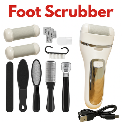 Electric Foot Scrubber Callus Remover – Rechargeable Pedicure Tool-Black/White-NEW