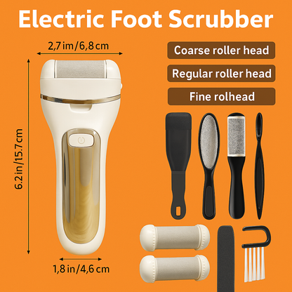 Electric Foot Scrubber Callus Remover – Rechargeable Pedicure Tool-Black/White-NEW