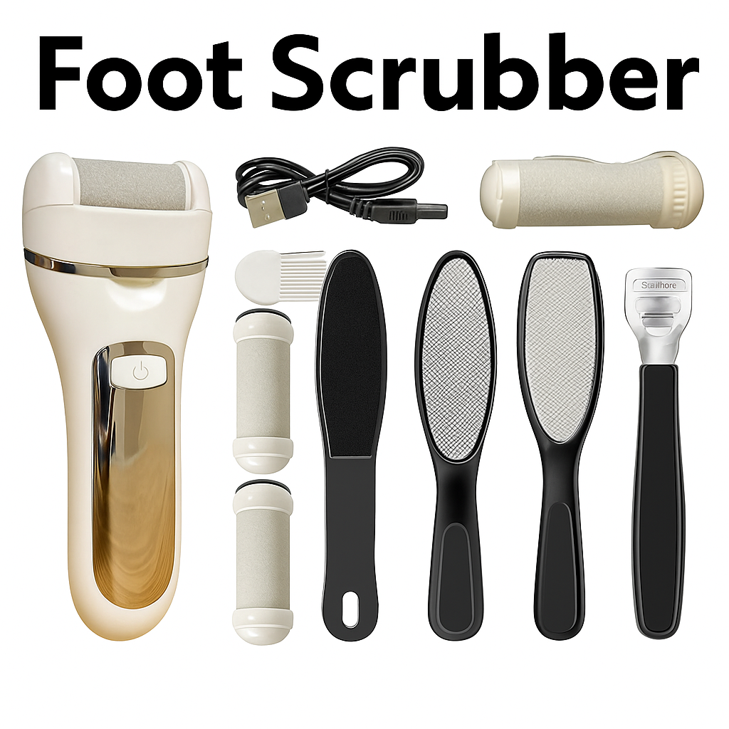Electric Foot Scrubber Callus Remover – Rechargeable Pedicure Tool-Black/White-NEW