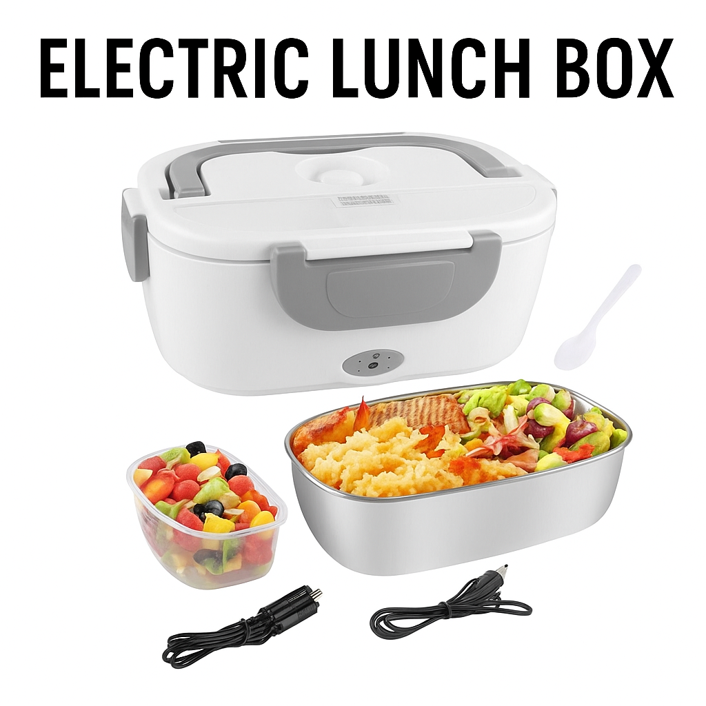 12V/24V Portable Electric Heated Car Lunch Box – Food Warmer with Stainless Steel Container-New