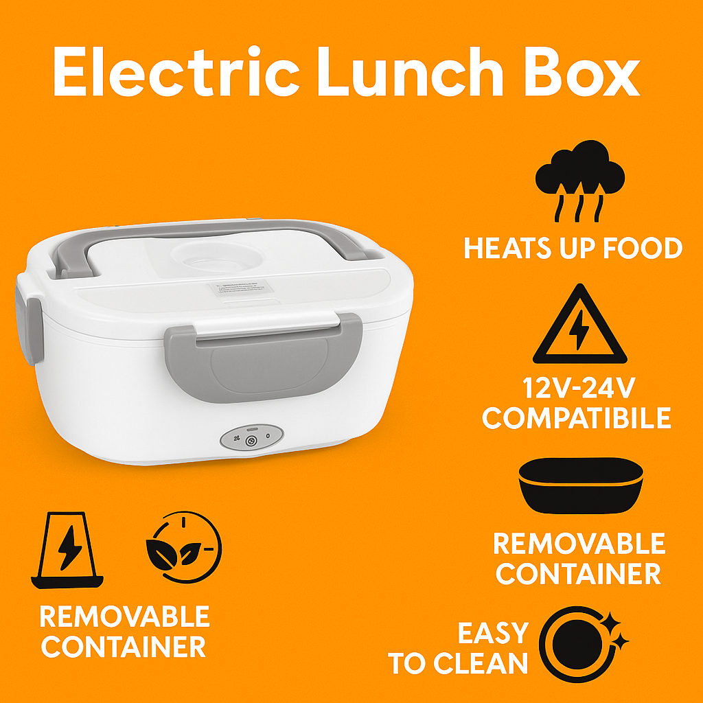 12V/24V Portable Electric Heated Car Lunch Box – Food Warmer with Stainless Steel Container-New