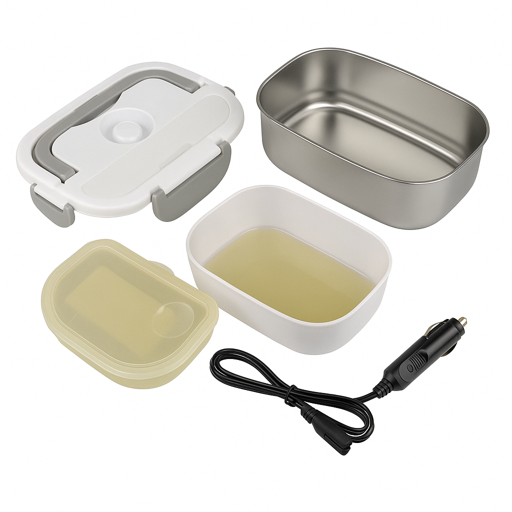12V/24V Portable Electric Heated Car Lunch Box – Food Warmer with Stainless Steel Container-New