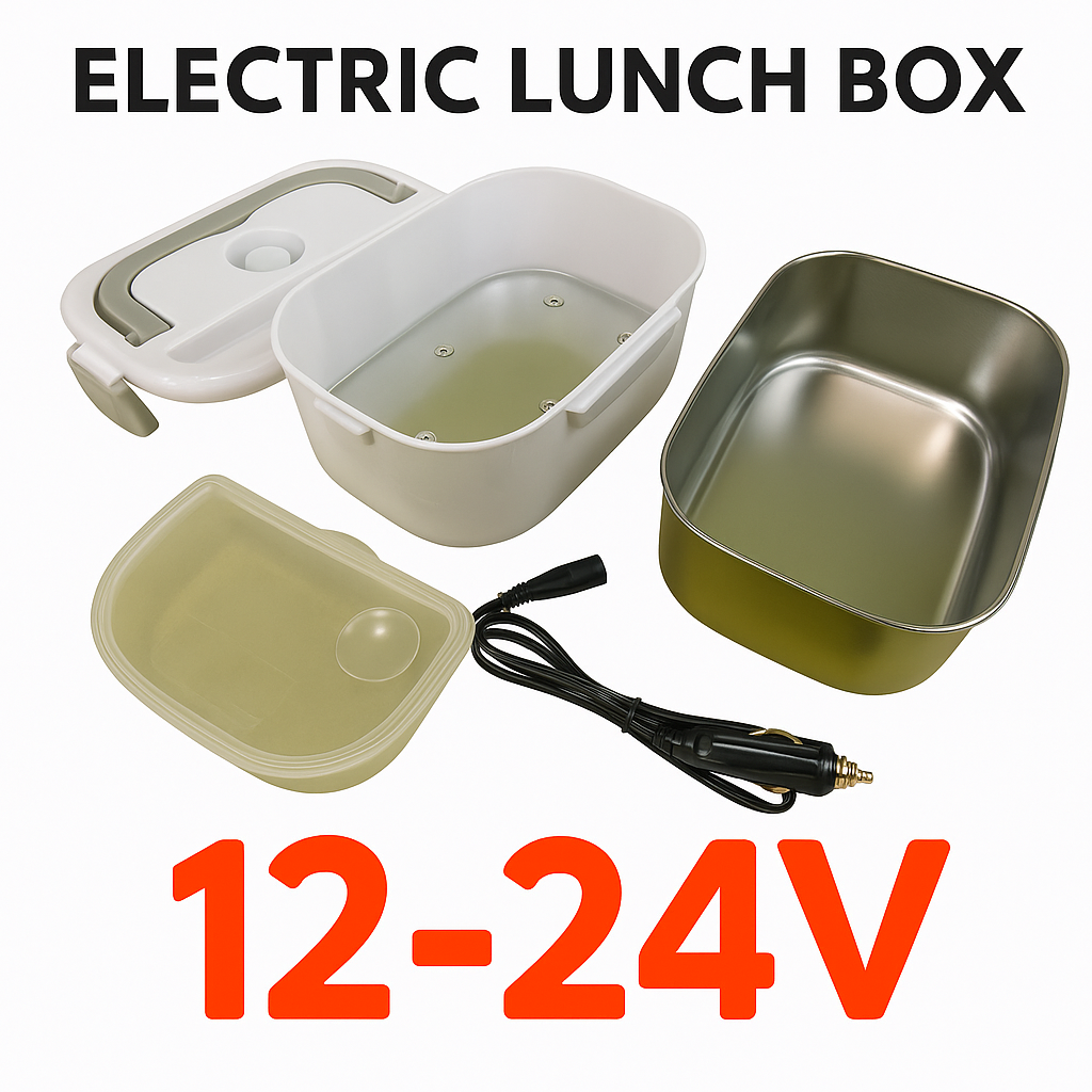 12V/24V Portable Electric Heated Car Lunch Box – Food Warmer with Stainless Steel Container-New