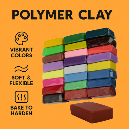 96PCS Polymer Clay Modelling DIY Set – Oven Bake Mixed Colors Craft Kit-NEW