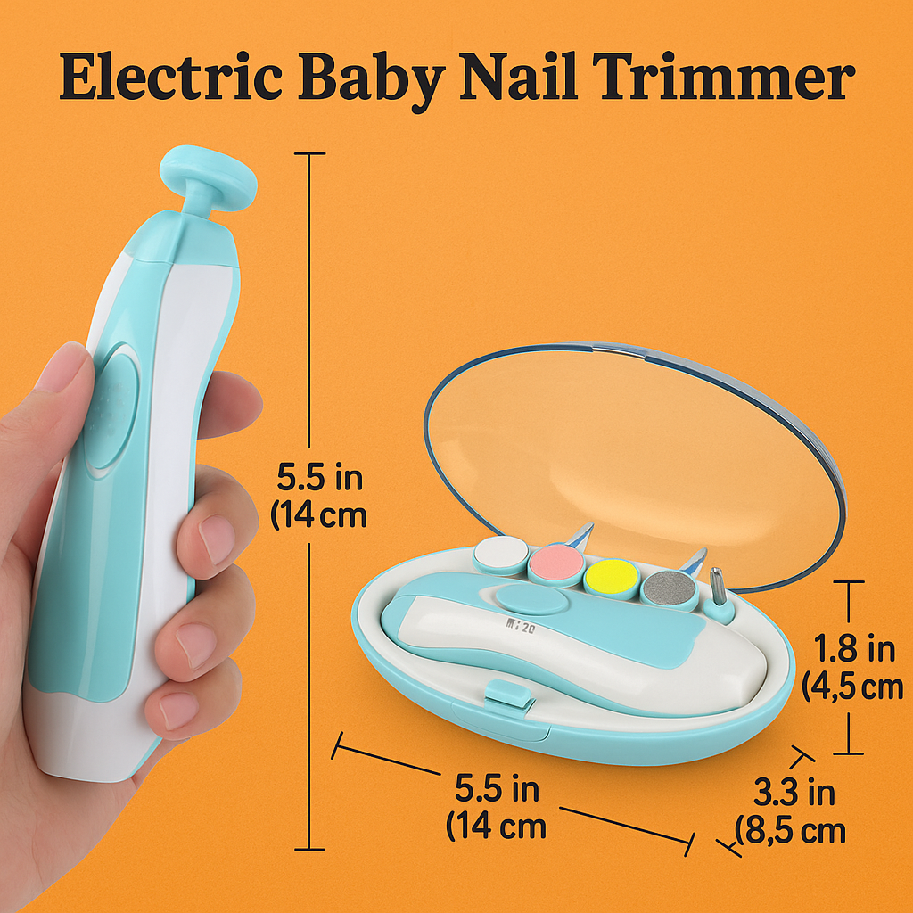 Baby Electric Manicure Set Nail Care Kit Blue-New