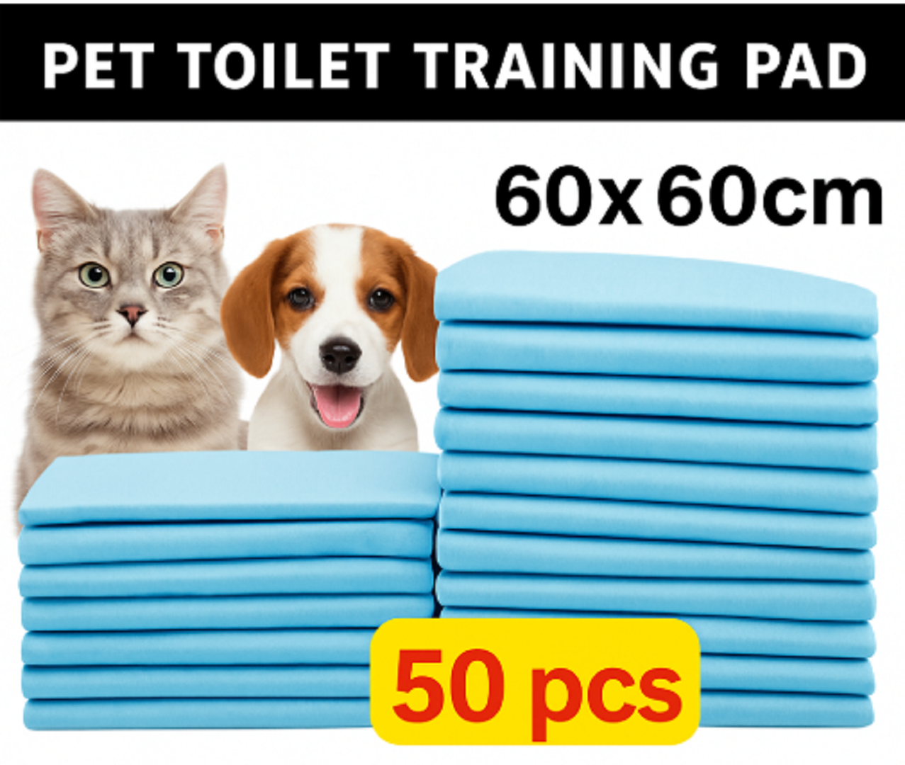 Puppy Training Pads 60x60cm – Super Absorbent Pet Toilet Pads (50/100/200PCS)-New
