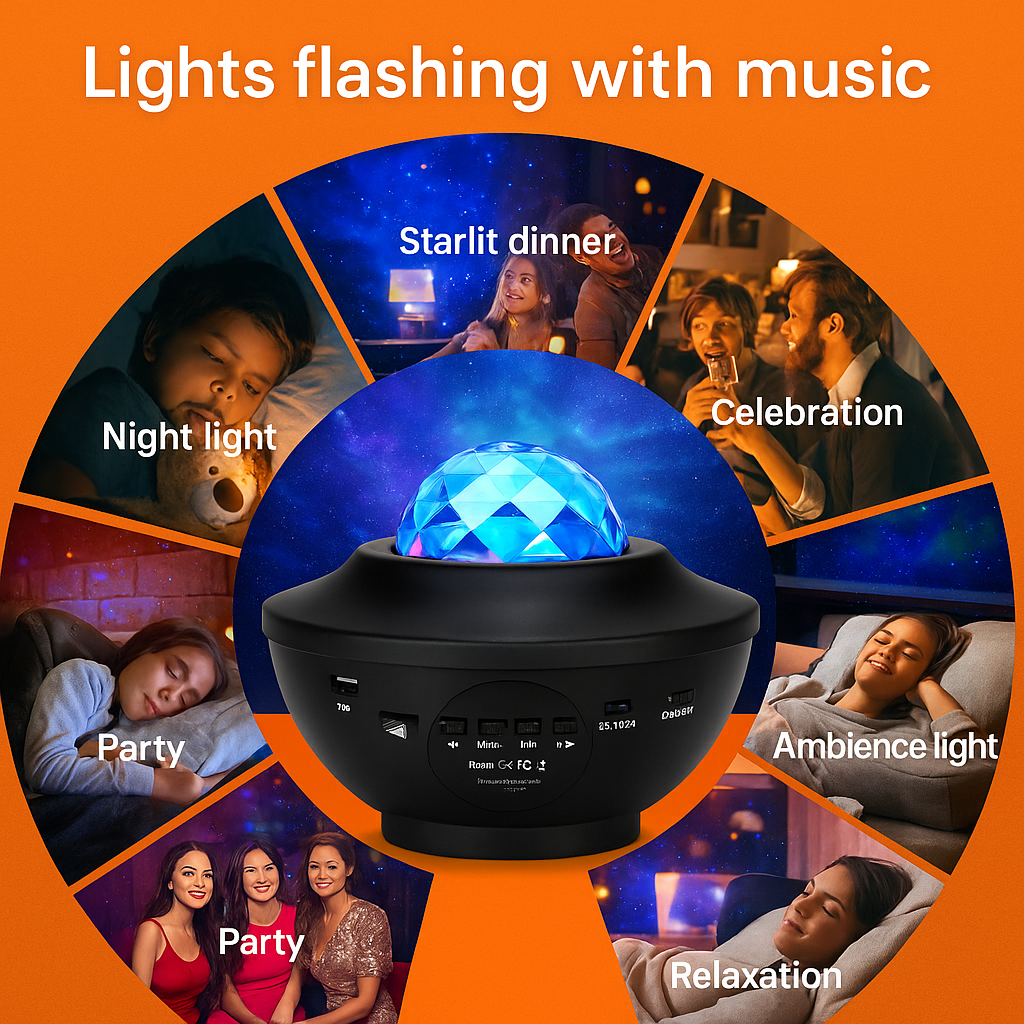 LED Galaxy Starry Night Light Projector – Ocean Star Sky Lamp for Kids Room-NEW