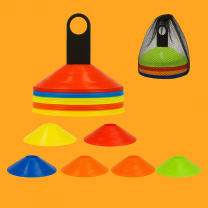 50Pcs Sports Training Marker Cones – Multicolour Agility Discs for Kids & Coaches -NEW