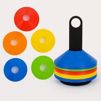 50Pcs Sports Training Marker Cones – Multicolour Agility Discs for Kids & Coaches -NEW