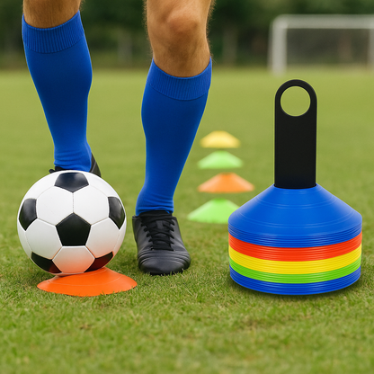 50Pcs Sports Training Marker Cones – Multicolour Agility Discs for Kids & Coaches -NEW