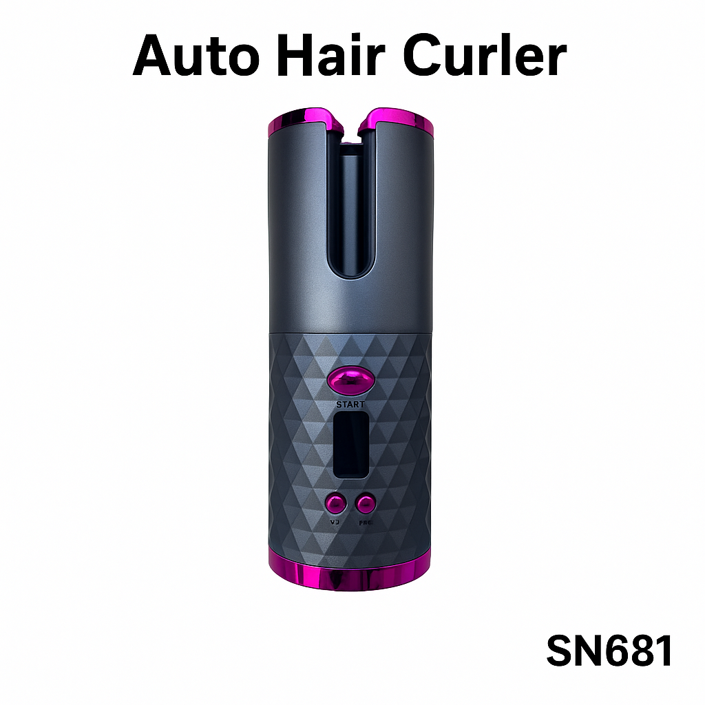 Cordless Auto Rotating Hair Curler – LCD Ceramic Wireless Curling Iron -NEW