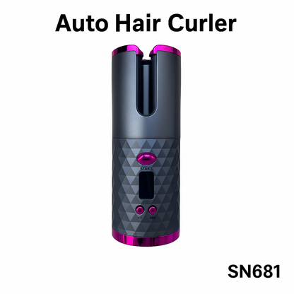 Cordless Auto Rotating Hair Curler – LCD Ceramic Wireless Curling Iron -NEW