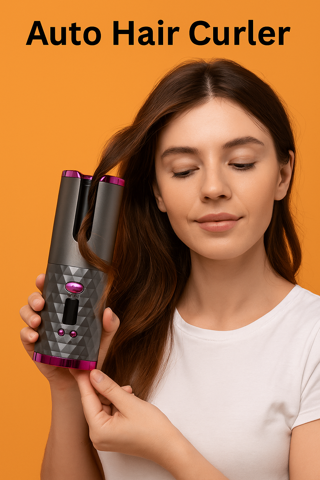 Cordless Auto Rotating Hair Curler – LCD Ceramic Wireless Curling Iron -NEW