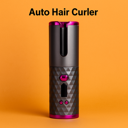 Cordless Auto Rotating Hair Curler – LCD Ceramic Wireless Curling Iron -NEW