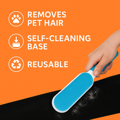 Reusable Pet Hair & Lint Remover Brush – Double-Sided with Self-Cleaning Base -new