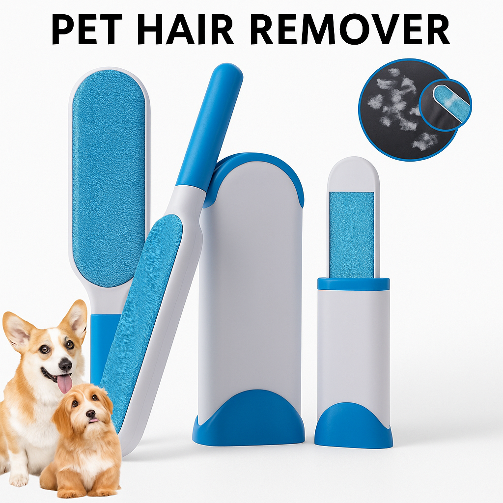 Reusable Pet Hair & Lint Remover Brush – Double-Sided with Self-Cleaning Base -new