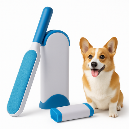 Reusable Pet Hair & Lint Remover Brush – Double-Sided with Self-Cleaning Base -new