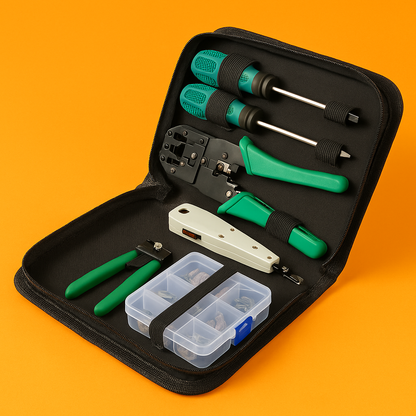 28PCS Network Cable Tool Kit – LAN Crimper, Punch Down Tool, Cable Tester-New