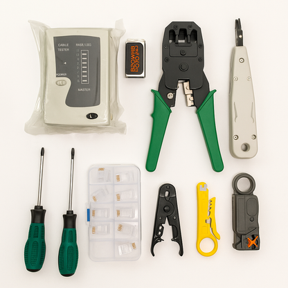 28PCS Network Cable Tool Kit – LAN Crimper, Punch Down Tool, Cable Tester-New