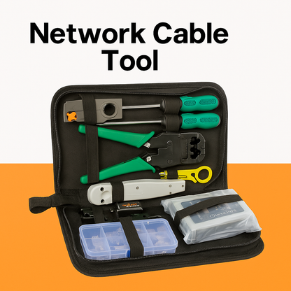 28PCS Network Cable Tool Kit – LAN Crimper, Punch Down Tool, Cable Tester-New