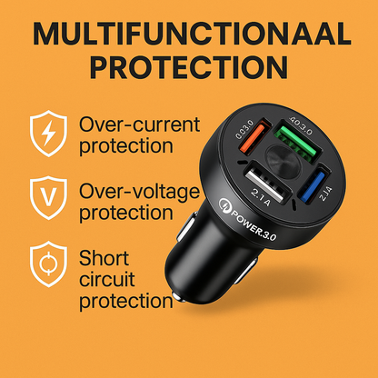 Dual USB QC3.0 Car Charger Socket – 4 Port 12V Power Adapter with LED Voltmeter-NEW