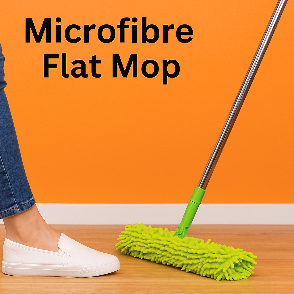 BOOMJOY Microfiber Flat Mop with Swivel Head – Hand-Free Squeeze Mop for Wet & Dry Use-New
