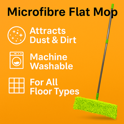BOOMJOY Microfiber Flat Mop with Swivel Head – Hand-Free Squeeze Mop for Wet & Dry Use-New