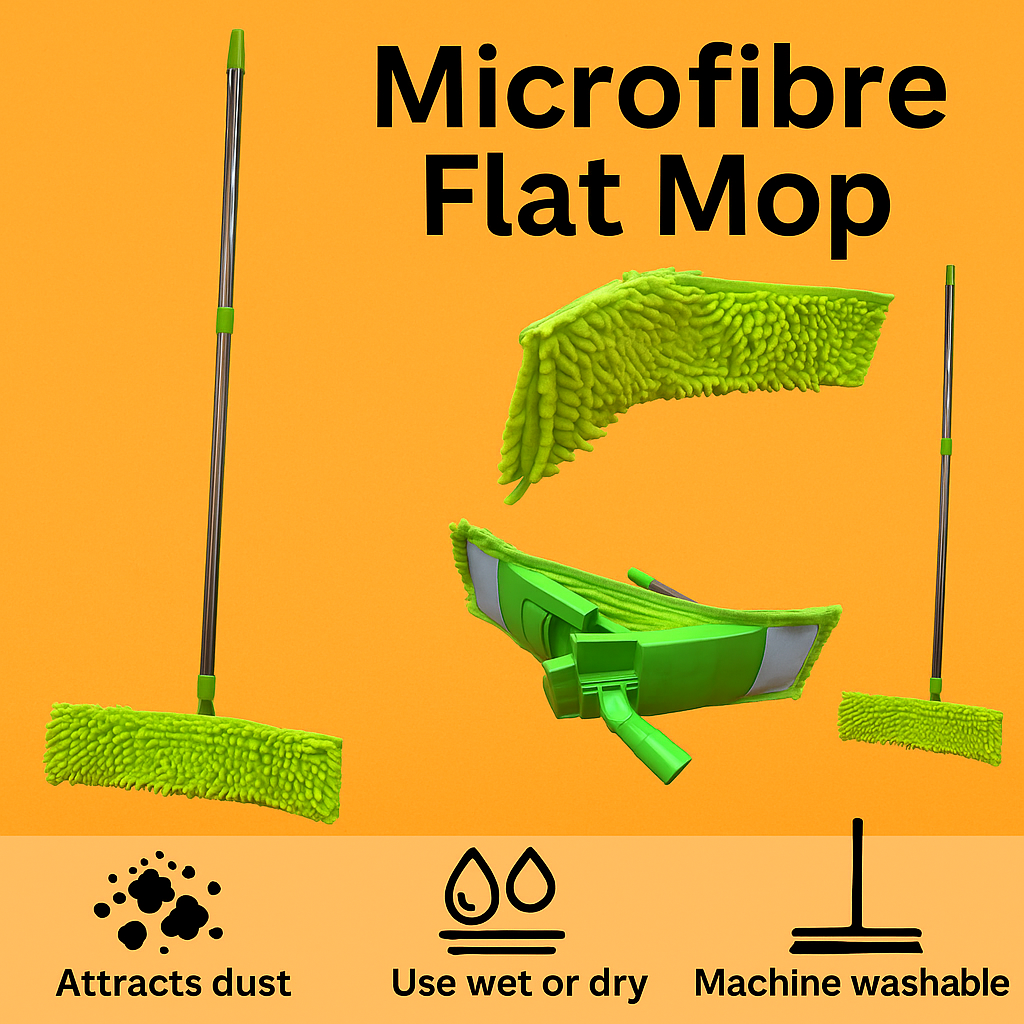 BOOMJOY Microfiber Flat Mop with Swivel Head – Hand-Free Squeeze Mop for Wet & Dry Use-New
