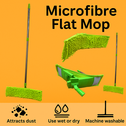 BOOMJOY Microfiber Flat Mop with Swivel Head – Hand-Free Squeeze Mop for Wet & Dry Use-New