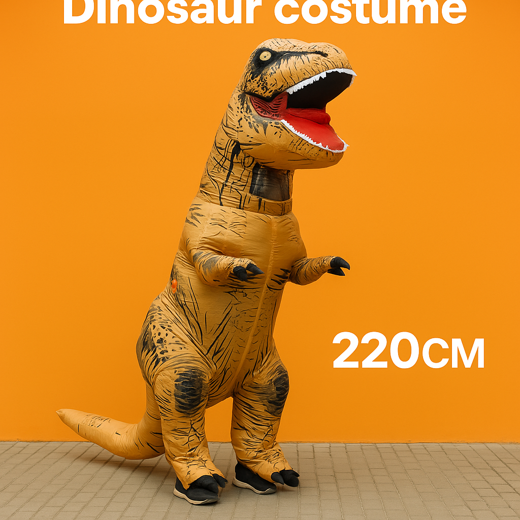 Adult T-Rex Inflatable Dinosaur Costume – 220cm Jurassic Blow-Up Suit-NEW