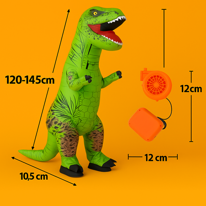Kids Inflatable T-Rex Dinosaur Costume – Green Blow-Up Dino Suit (120x145cm)-NEW
