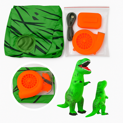 Kids Inflatable T-Rex Dinosaur Costume – Green Blow-Up Dino Suit (120x145cm)-NEW