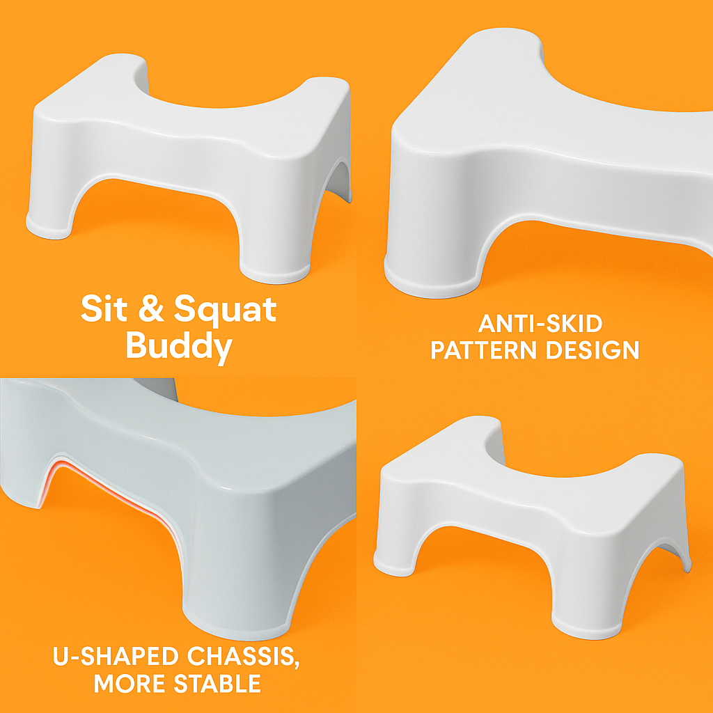 Sit & Squat Eco Squatty Potty Stool – Non-Slip Toilet Step Stool-NEW