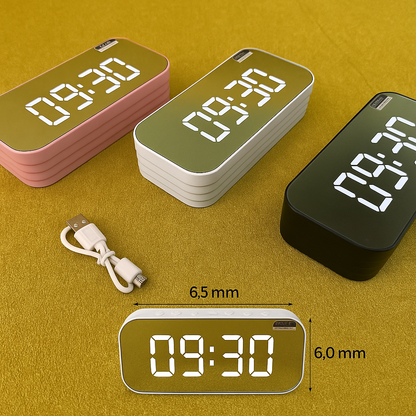 Wireless LED Mirror Alarm Clock with Bluetooth Speaker & Temperature Display-NEW
