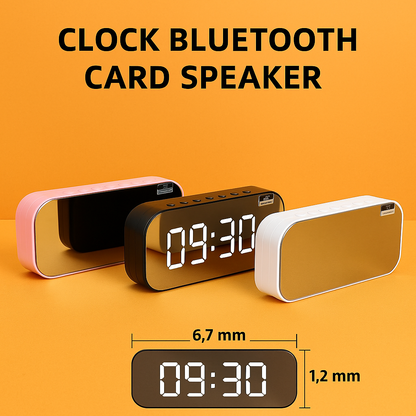 Wireless LED Mirror Alarm Clock with Bluetooth Speaker & Temperature Display-NEW