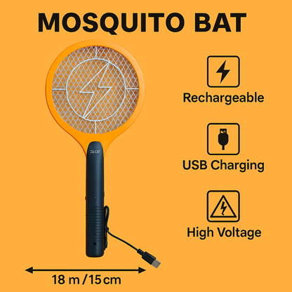 Mosquito Bat– USB Rechargeable (Yellow)-New
