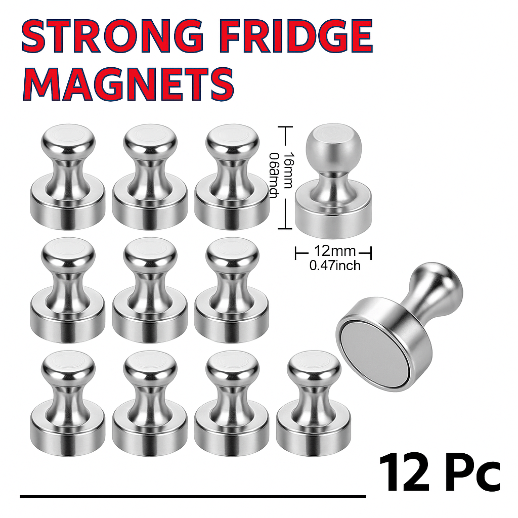 12pcs Strong Fridge Magnets Neodymium Push Pin for Whiteboard & Crafts-NEW