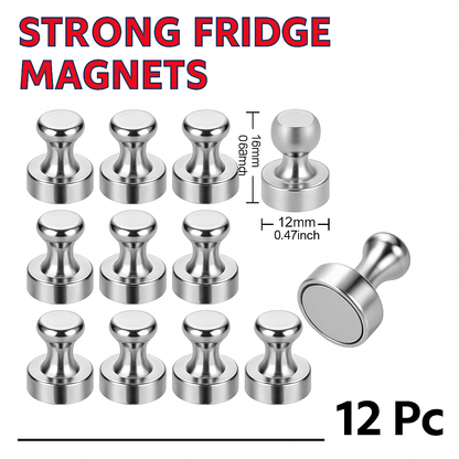 12pcs Strong Fridge Magnets Neodymium Push Pin for Whiteboard & Crafts-NEW